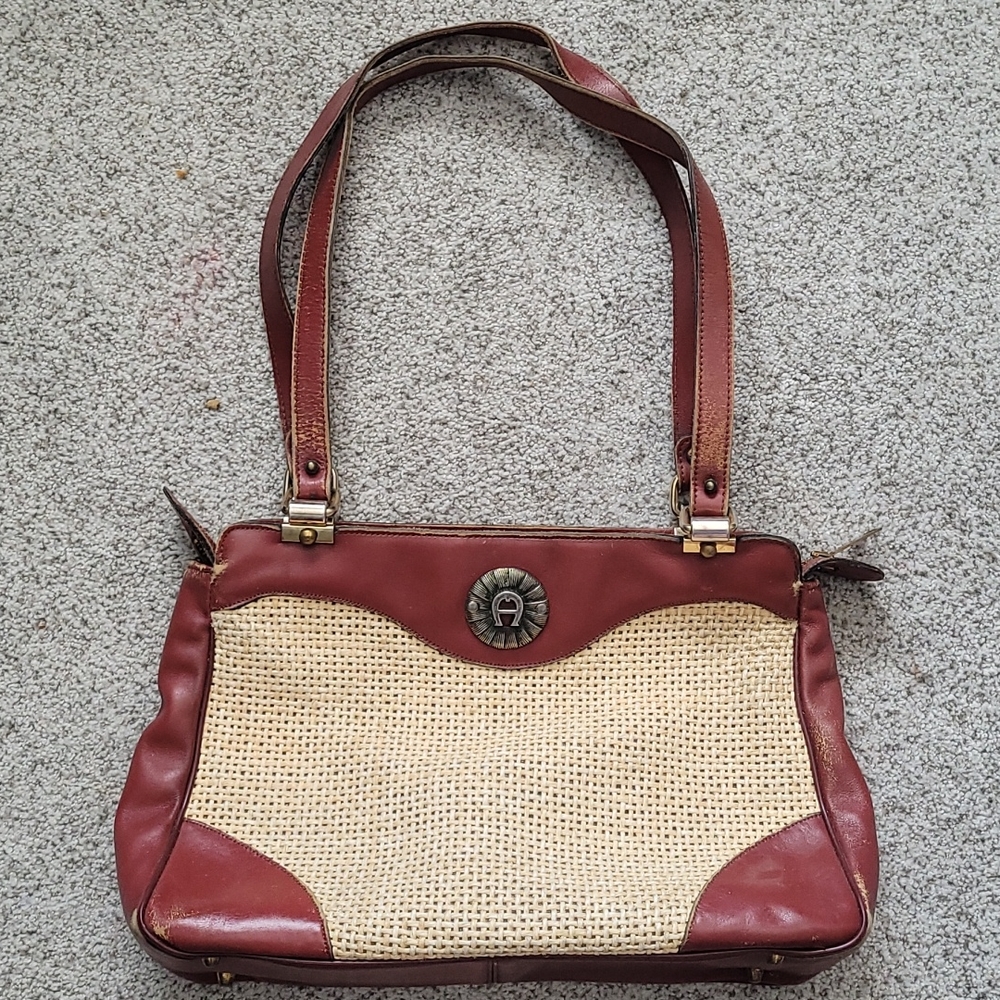 Etienne Aigner purse straw and leather